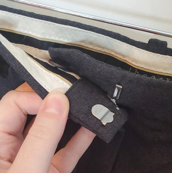 THEORY Charcoal Wool-Blend Mid-Rise Wide-Leg Tailored Dress Pants Size 4 - Picture 14 of 15